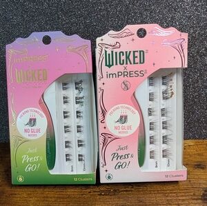 Kiss Impress x Wicked  Press N Go Lash Clusters 12 Ct Pack Of 2